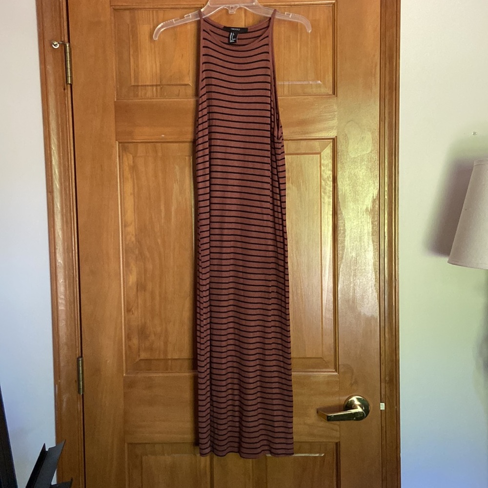 Forever21 Brown Stripe Bodycon Midi Dress